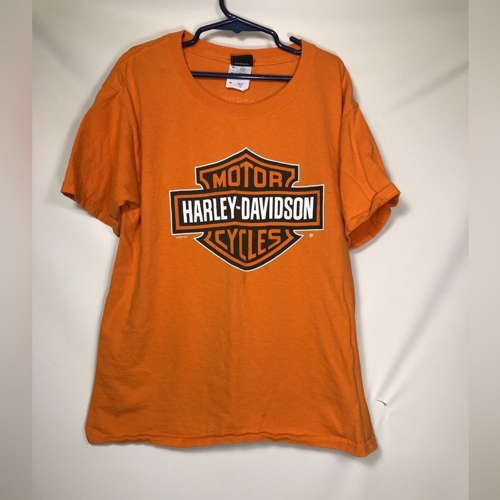 Harley Davidson T-Shirt Youth Medium Orange Wilkesboro Nc